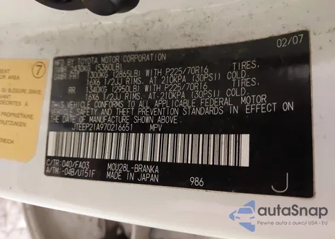 2007 Toyota Highlander V6 from USA, damaged, VIN JTEEP21A970216651